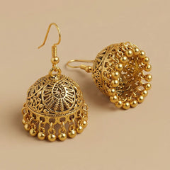 Golden Bell Jhumka Earrings