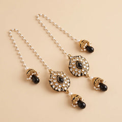 Golden Black Dia Kundan Jhumka Earrings