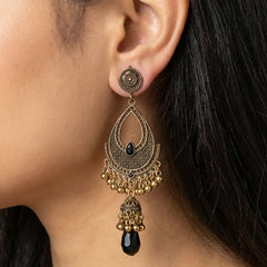 Golden Black Jhumka Earrings