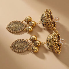 Golden Cage Drop Jhumka Earrings - Large