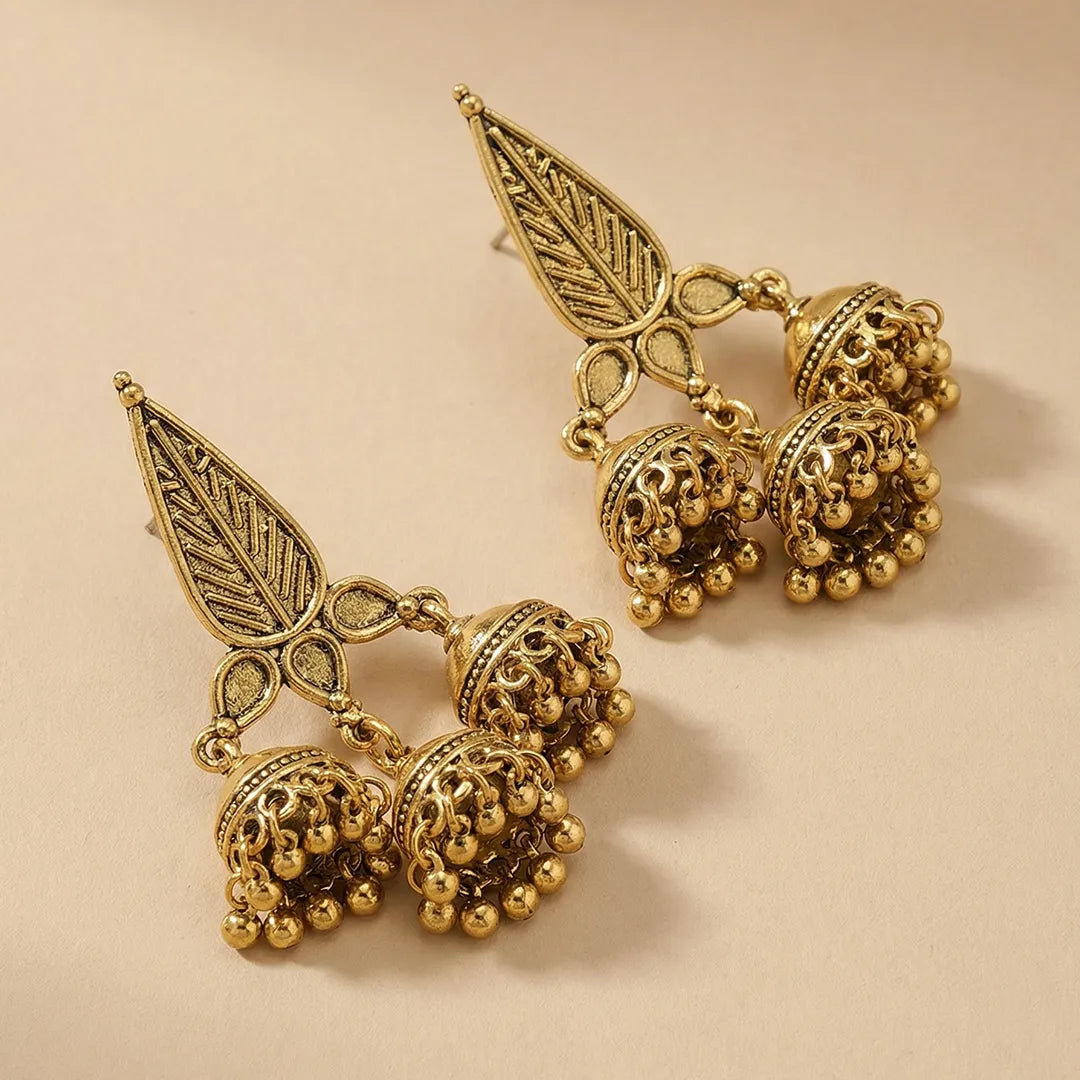Golden Drop Jhumka Earrings