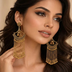 Golden Jhumka Drop Earrings - Large