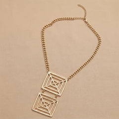 Golden Metallic Geometric Necklace - Short