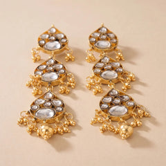 Golden Naqsh Kundan Jumka Earrings