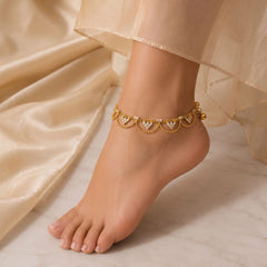 Golden Rhinestone Anklet - Single (Payal)