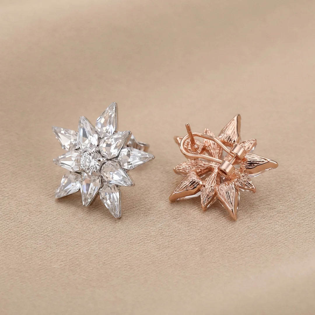 Golden Stone Floral Earrings