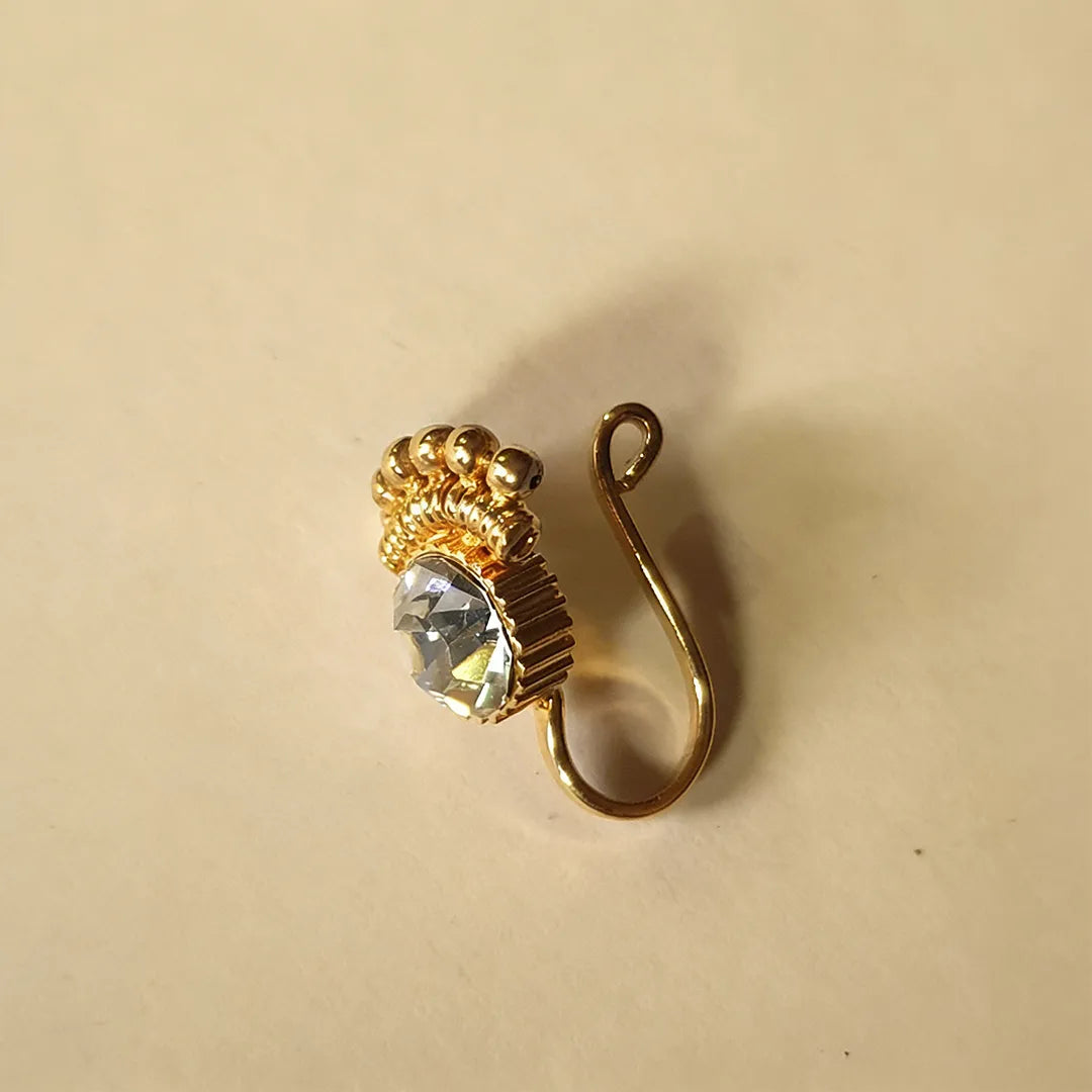 Golden Stone Floral Nose Ring