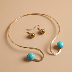 Golden Stone Metallic Choker Necklace Set