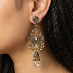 Golden White Jhumka Earrings