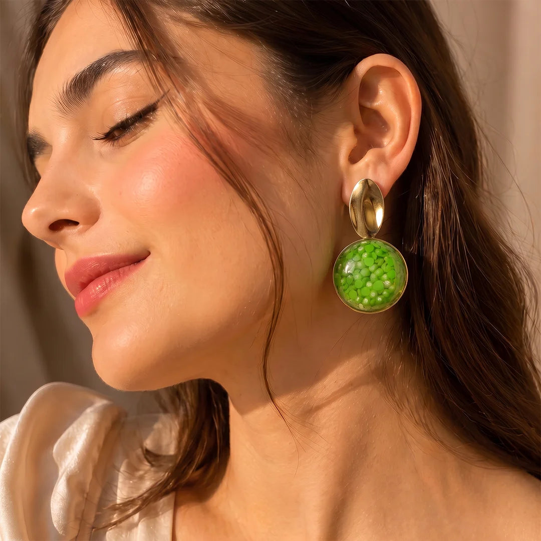 Green Bubble Drop Earrings - Large