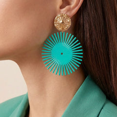 Green Metallic Rays Earrings