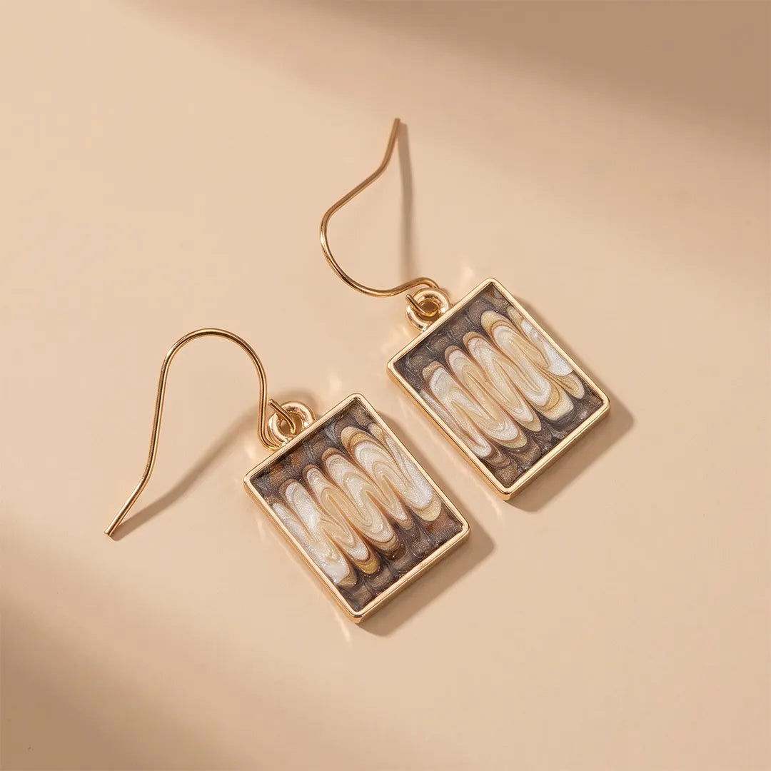 HandPainted Metallic Earrings - Brown