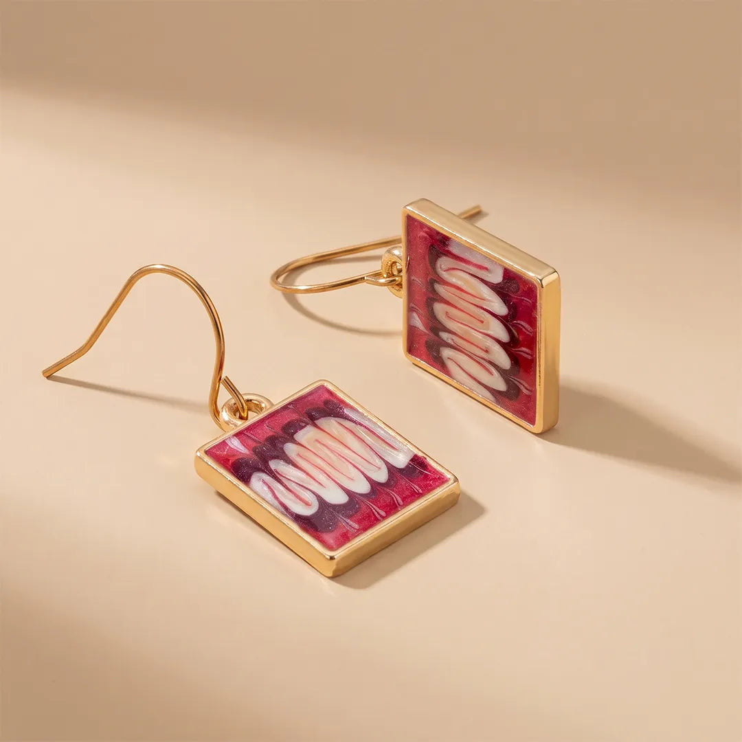 HandPainted Metallic Earrings - Red