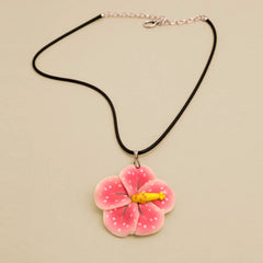 Kids Necklace - Handmade Polymer Flower Pink
