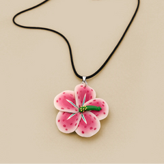 Kids Necklace - Handmade Polymer Fuchsia Flower