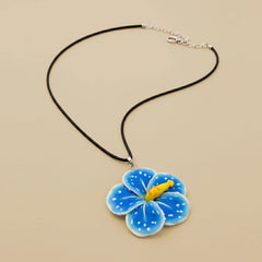 Kids Necklace - Handmade Polymer L.Blue Flower