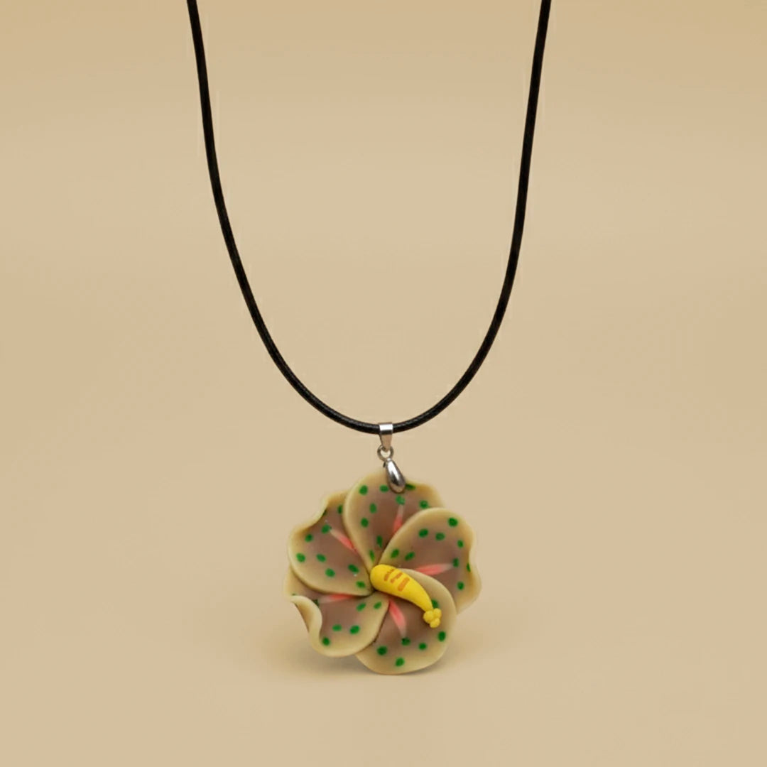 Kids Necklace - Handmade Polymer Multi-Brown Flower