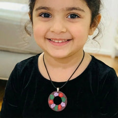 Kids Necklace - Polymer Floral Brown