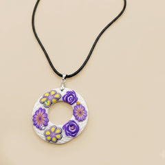 Kids Necklace - Polymer Floral White