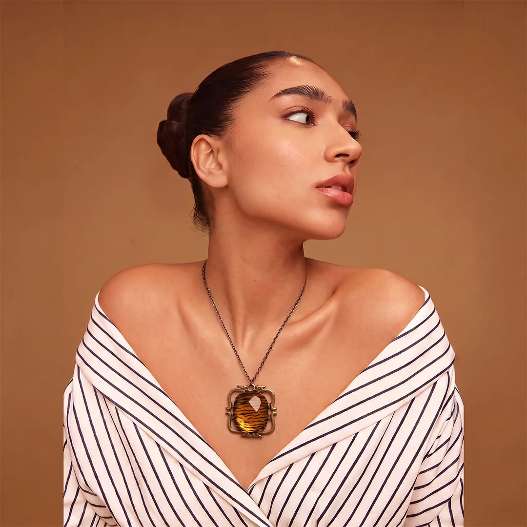 Leapord Print Pendent Chain Necklace