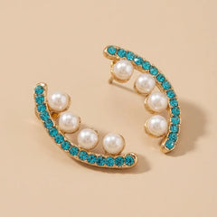 Light Blue Stone Pearl Earrings