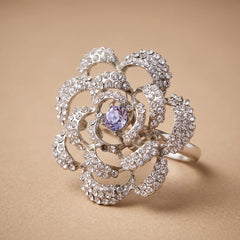 Lilac Stone Silver Ring - Sizeable Large