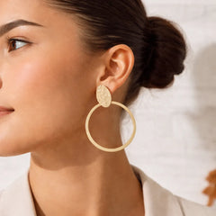 Mate Metallic Beige Hoop Earrings