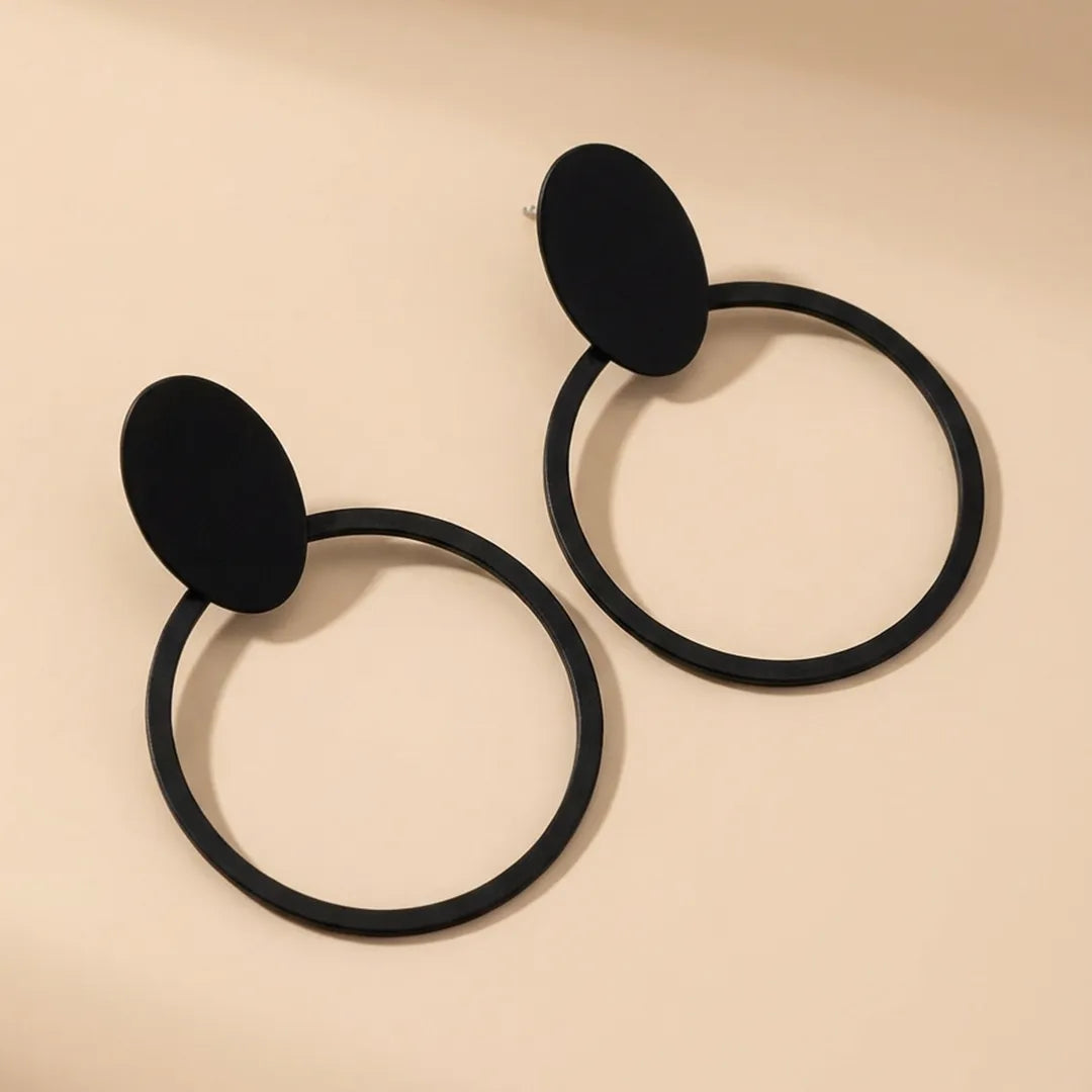 Mate Metallic Black Hoop Earrings