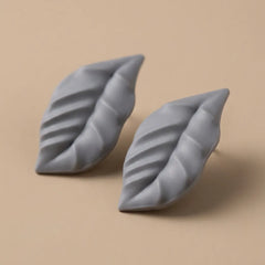 Mate Metallic Leaf Earrings - Grey