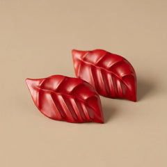 Mate Metallic Leaf Earrings - Red