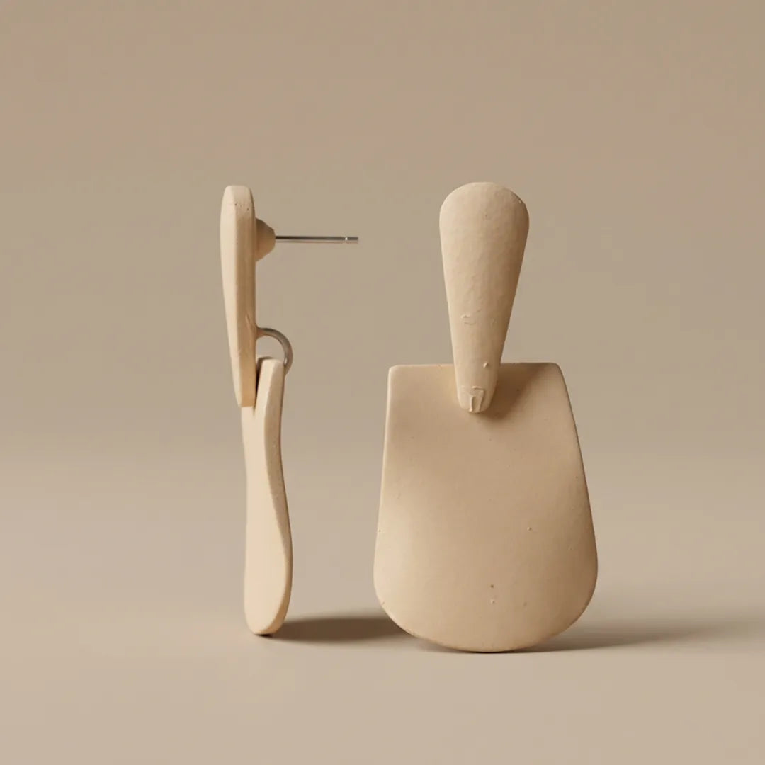 Mate Metallic Mono Earrings - Beige