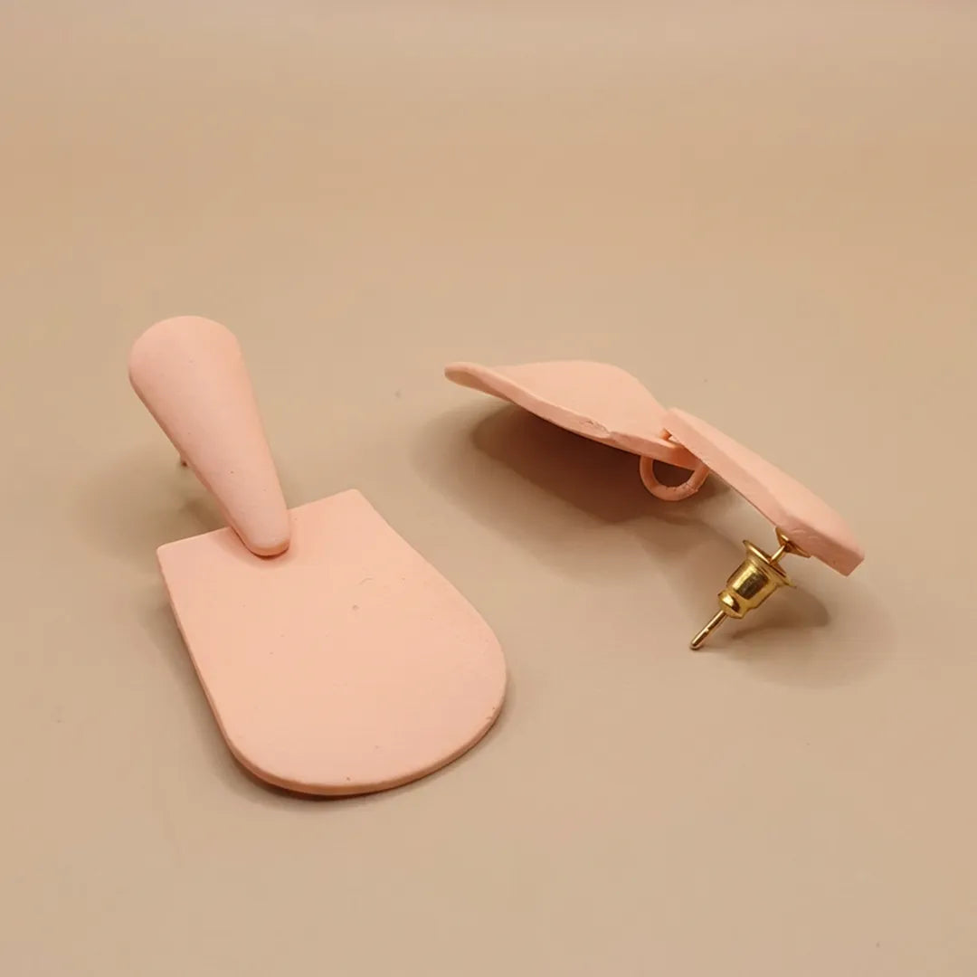 Mate Metallic Mono Earrings - Pink