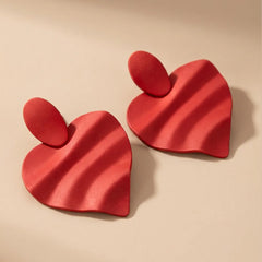 Mate Metallic Red Heart Earrings
