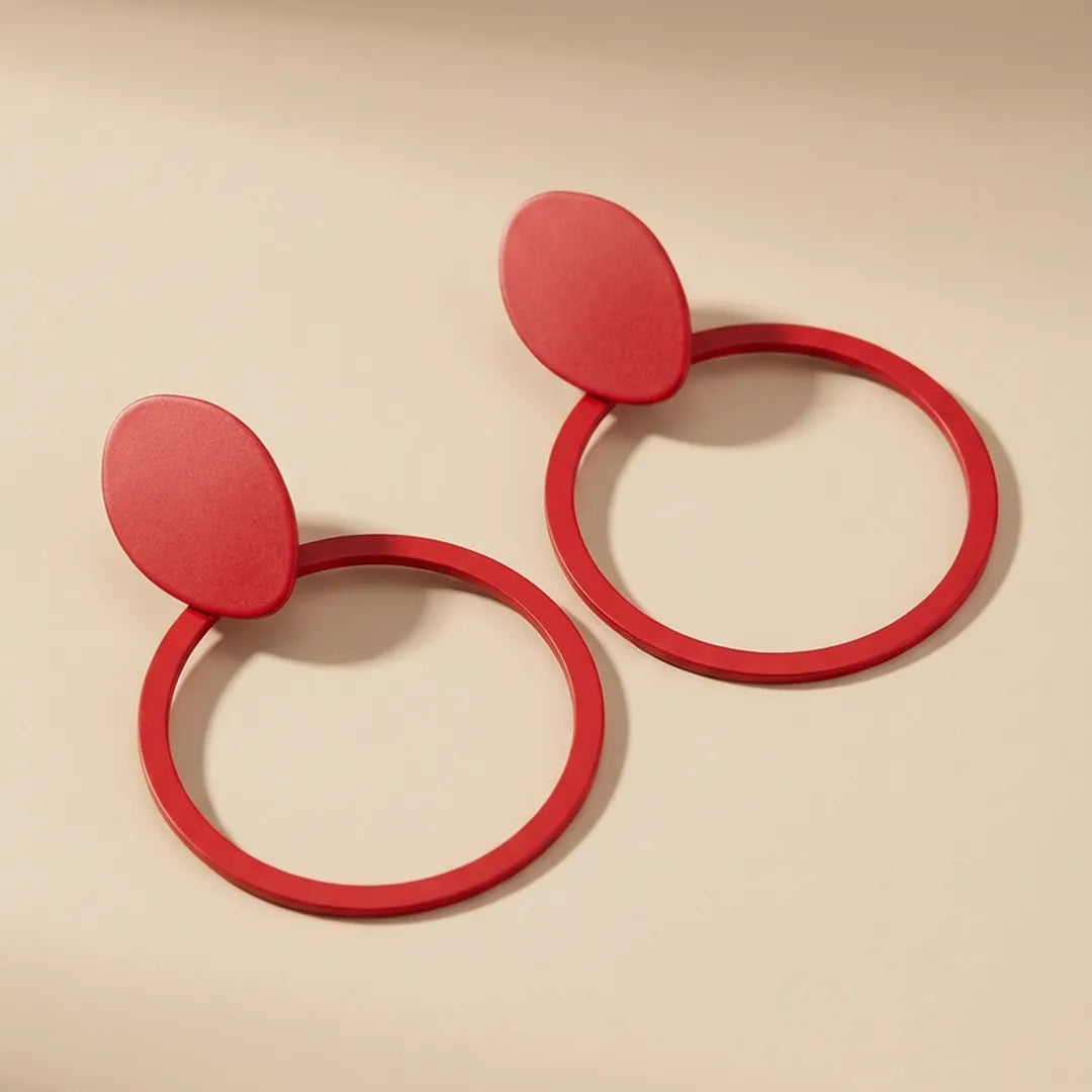 Mate Metallic Red Hoop Earrings