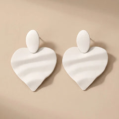 Mate Metallic White Heart Earrings