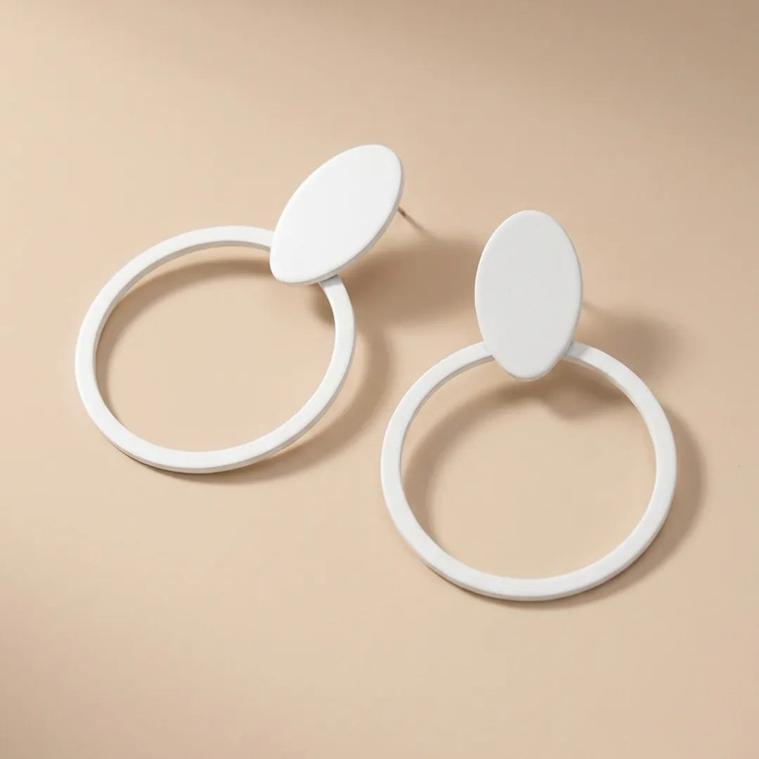 Mate Metallic White Hoop Earrings
