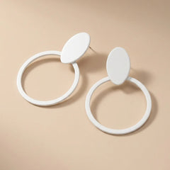 Mate Metallic White Hoop Earrings