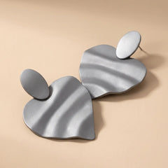Mate Metallic Grey Heart Earrings