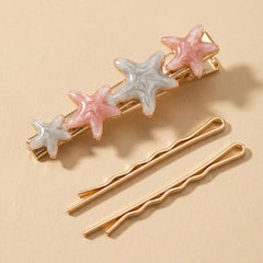 Metallic Star Hair Pins Set  - Kids