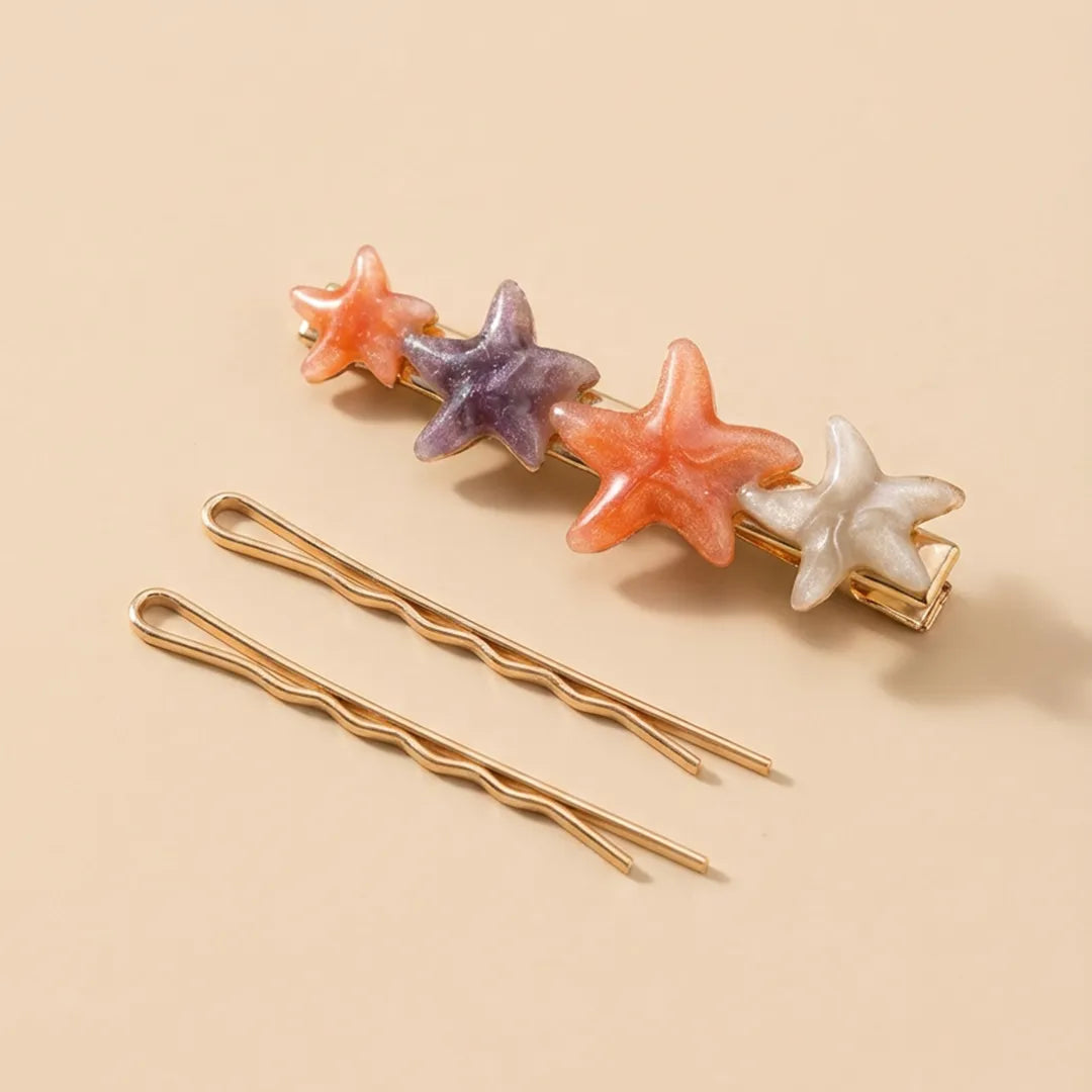 Metallic Star Hair Pins Set 2 - Kids