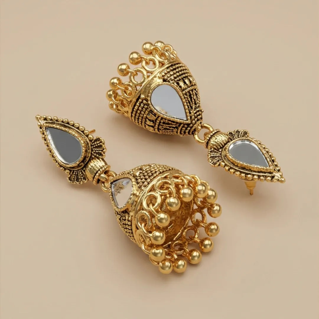 Mirror Jhumka Earrings - Small