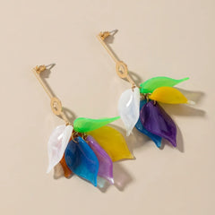 Muli Color Acrylic Floral Earrings