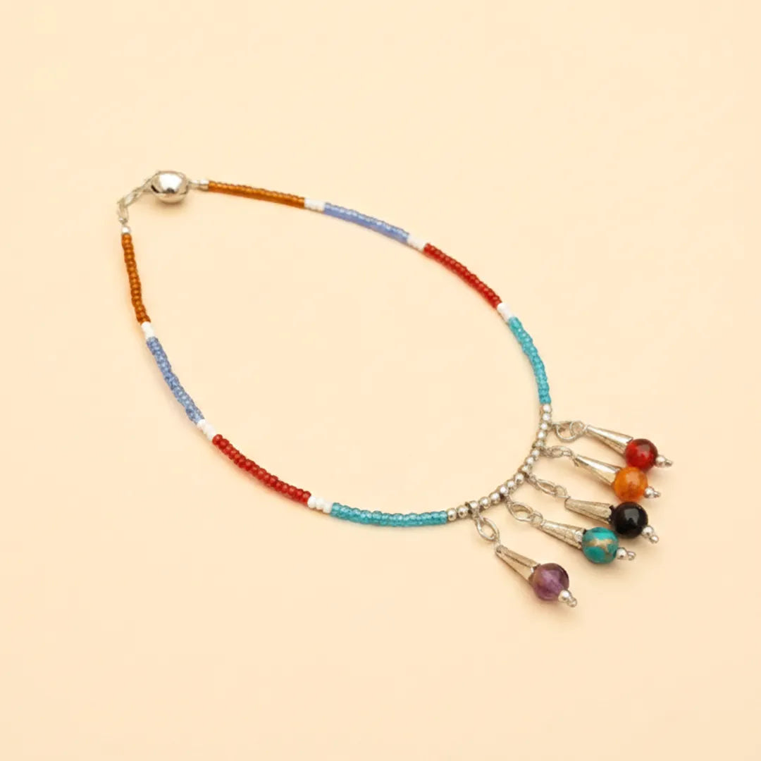 Multi Beads Tassel Anklet - Single