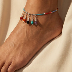 Multi Beads Tassel Anklet - Single