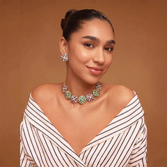 Multi Handpainted Metallic Necklace set