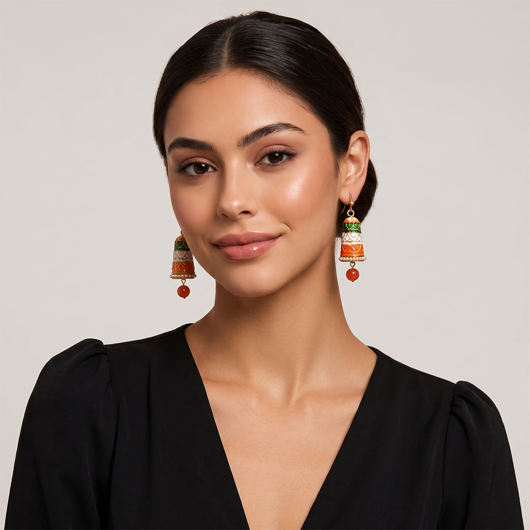 Multi Meenakari Jhumka Earrings - Medium