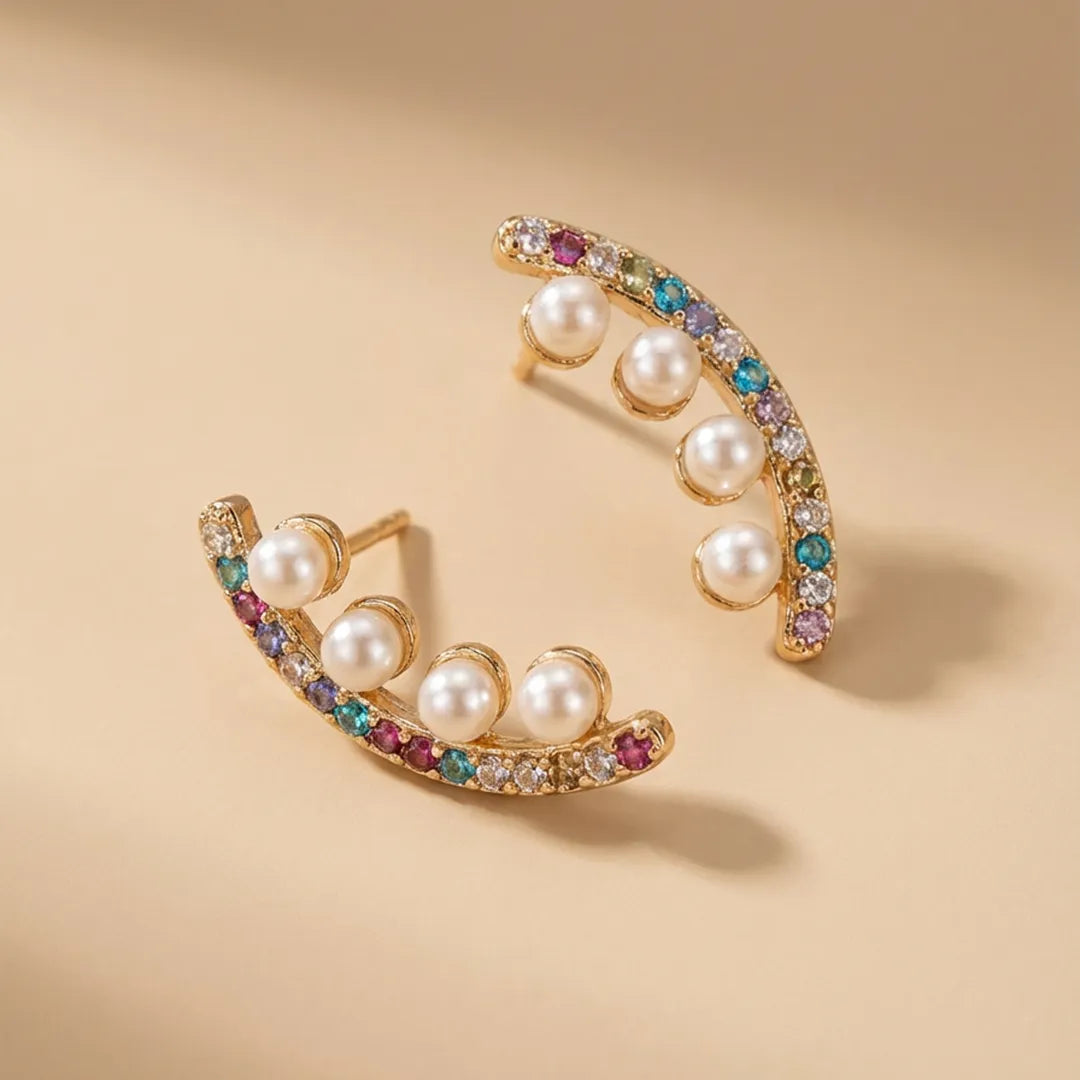 Multi Stone Pearl Earrings