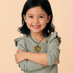 Kids Necklace - Handmade Polymer Multi-Brown Flower