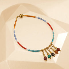 Multib Beads Tussel  Golden Anklet - Single