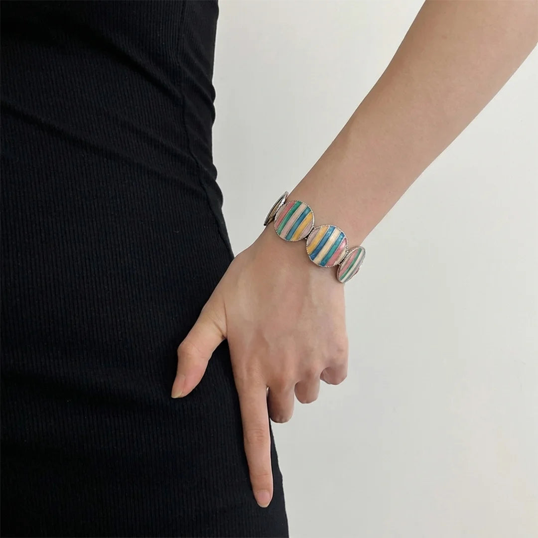 Multicolored Handpainted Metallic Bracelet